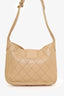 Pre-Loved Chanel™ 1986-88 Beige Quilted Lambskin CC Hobo Shoulder Bag with Pouch