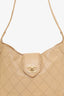 Pre-Loved Chanel™ 1986-88 Beige Quilted Lambskin CC Hobo Shoulder Bag with Pouch