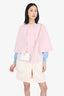 Fendi Pink/White Wool Cape Coat with Fur Pocket Size 36