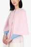 Fendi Pink/White Wool Cape Coat with Fur Pocket Size 36