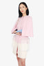 Fendi Pink/White Wool Cape Coat with Fur Pocket Size 36