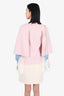 Fendi Pink/White Wool Cape Coat with Fur Pocket Size 36