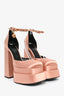 Versace Pink Satin Medusa Aevitas Platform Heels Size 38.5