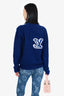 Louis Vuitton Blue Wool Knit Logo Print Sweater Size XS