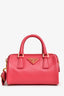 Prada Red Saffiano Lux Mini Bowler Bag with Strap