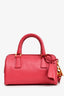 Prada Red Saffiano Lux Mini Bowler Bag with Strap