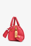 Prada Red Saffiano Lux Mini Bowler Bag with Strap