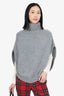 Gucci Grey Camel Ribbed Knit Turtle Neck Poncho Size XS