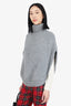 Gucci Grey Camel Ribbed Knit Turtle Neck Poncho Size XS