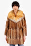 Vintage Brown Muskrat & Fox Fur Coat Size 4