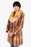 Vintage Brown Muskrat & Fox Fur Coat Size 4