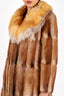 Vintage Brown Muskrat & Fox Fur Coat Size 4