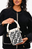 Fendi White/Black Leather/Canvas Mon Tresor Mini Bag with Strap