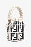 Fendi White/Black Leather/Canvas Mon Tresor Mini Bag with Strap