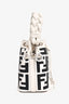 Fendi White/Black Leather/Canvas Mon Tresor Mini Bag with Strap