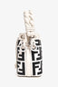 Fendi White/Black Leather/Canvas Mon Tresor Mini Bag with Strap