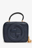 Gucci Navy Leather Blondi Top Handle with Strap