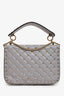 Valentino Grey Leather Quilted Rockstud Spike Medium Crossbody Bag