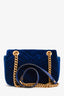 Gucci Blue Valvet Quilted GG Marmont Mini Shoulder Bag (As Is)