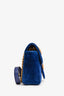 Gucci Blue Valvet Quilted GG Marmont Mini Shoulder Bag (As Is)