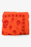 Alexander McQueen Orange/Red Skull Printed Silk Scarf