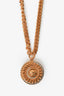 Versace Gold Tone Crystal Set Medusa Pendant Chain Necklace