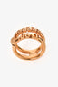 Versace Gold Tone Double Band Logo Ring Size 27