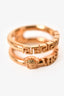 Versace Gold Tone Double Band Logo Ring Size 27