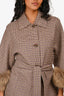 Weekend Max Mara Beige Houndstooth Wool Fur Trimmed Coat Size 4