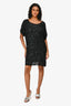 Armani Collezioni Black Sequin Short Sleeve Mini Dress Size 6