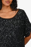 Armani Collezioni Black Sequin Short Sleeve Mini Dress Size 6