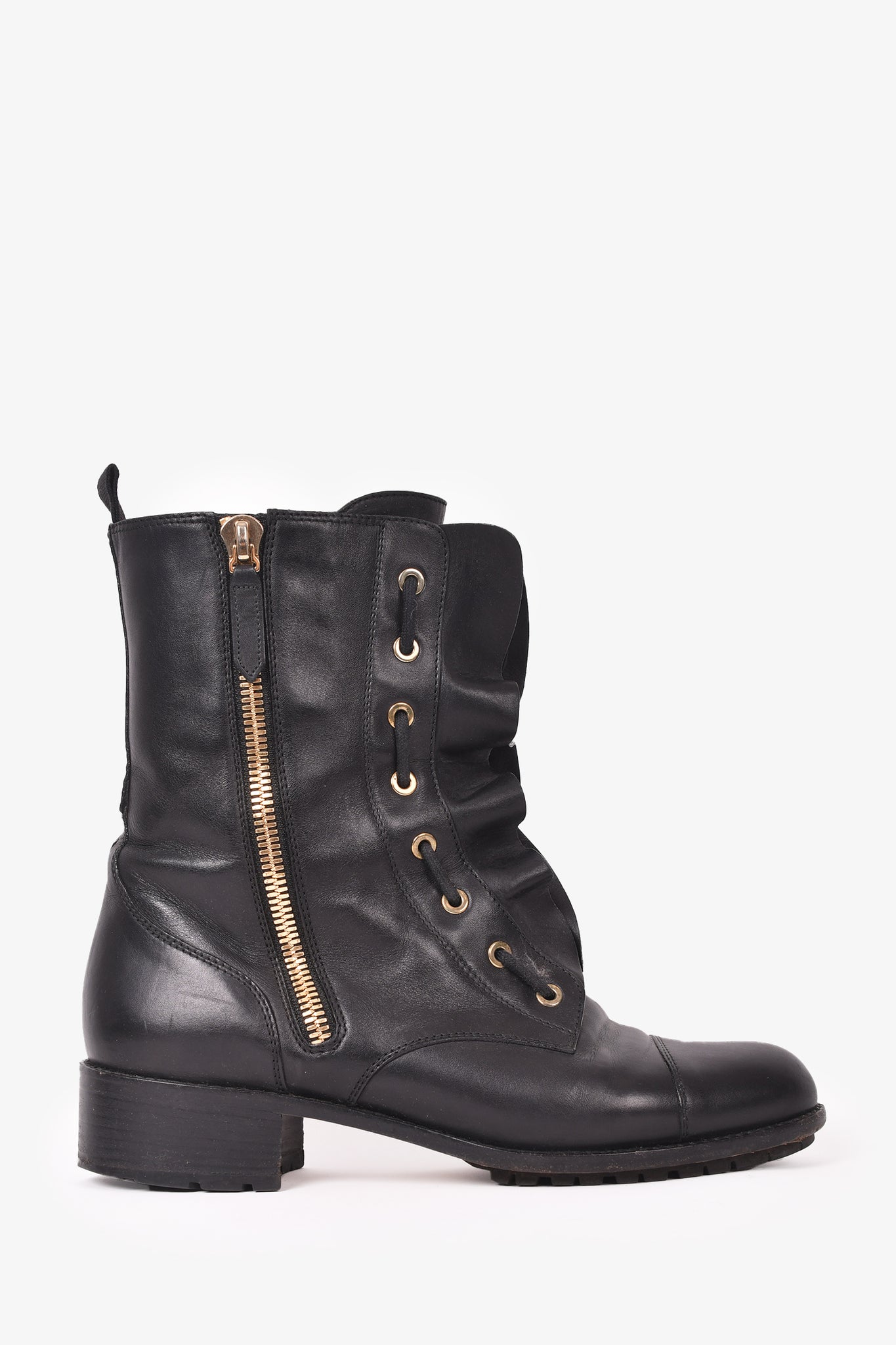 Valentino ruffle 2025 combat boots