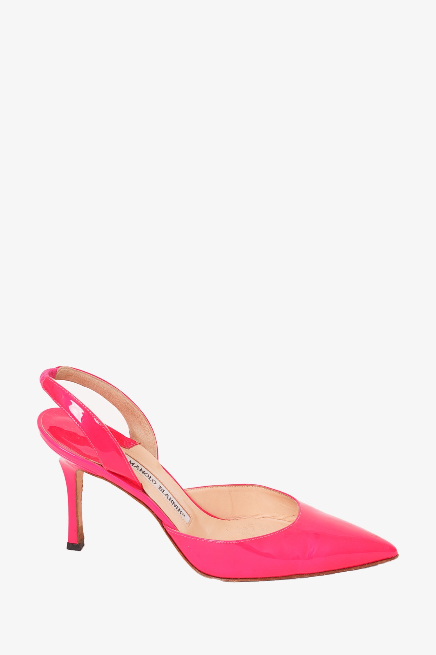 Manolo Blahnik Hot Pink Patent Slingbacks Size 38 – Mine & Yours