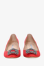 Manolo Blahnik Red Satin Hangisi Kitten Heels Size 37.5