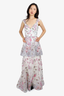 Marchesa Notte White Floral Print Gown Size 4