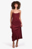 Max Mara Burgundy Crew Neck Midi Length Evening Dress Size S