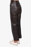 Max Mara Dark Brown Leather Straight Leg Trousers Size 4