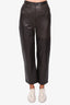 Max Mara Dark Brown Leather Straight Leg Trousers Size 4