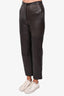 Max Mara Dark Brown Leather Straight Leg Trousers Size 4