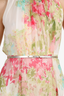 Max Mara Floral Silk Sleeveless Dress with Silver Leather Belt Size 2