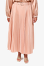 Max Mara Pink Silk Pleated Belted Midi Skirt Size 46