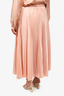 Max Mara Pink Silk Pleated Belted Midi Skirt Size 46