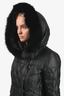 Max Mara Studio Black Quilted Faux Fur Detachable Hood Jacket Size 6 US