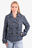 Max Mara Weekend Blue Wool Houndstooth Jacket Size 10 US