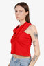 Michelle Mason Red Asymmetrical Sleeveless Top Size S