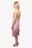 Milly Pink Halter Neck Dress With Ostrich Feathers Size 4