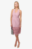 Milly Pink Halter Neck Dress With Ostrich Feathers Size 4