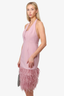 Milly Pink Halter Neck Dress With Ostrich Feathers Size 4