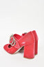 Miu Miu Pink Velvet Faux Pearl Buckle Mary Jane Heels Size 36.5