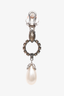 Miu Miu Silver Tone Crystal/Faux Pearl Ear Clips